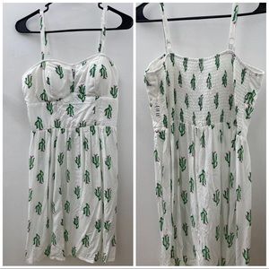 Sun Dress - White with cactus